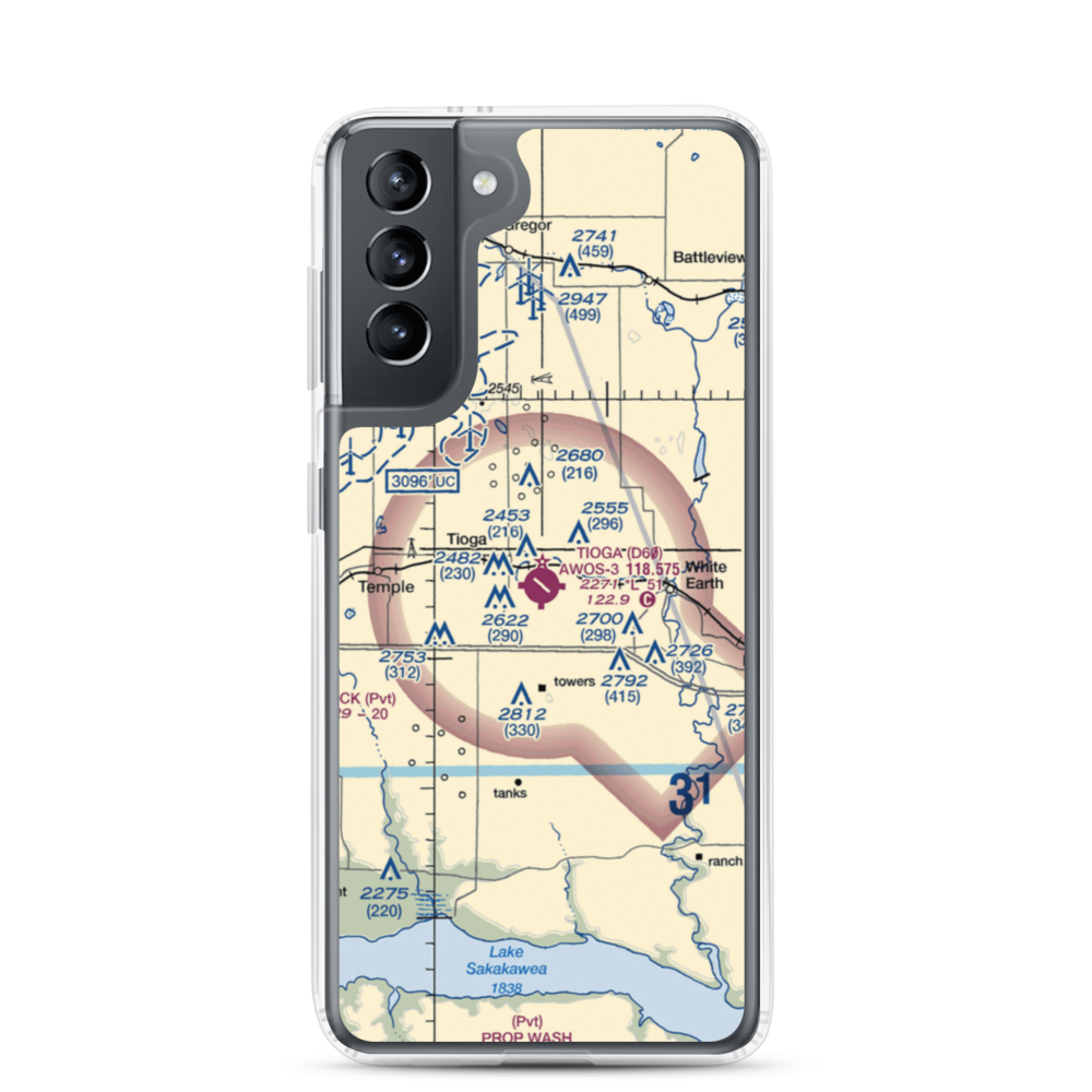 Tioga Municipal Airport (D60) VFR Sectional Samsung Case Samsung Galaxy S21 model shown