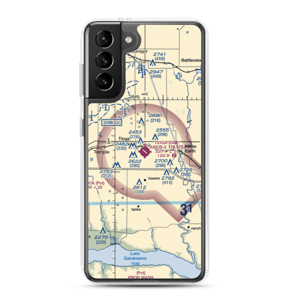 Tioga Municipal Airport (D60) VFR Sectional Samsung Case Samsung Galaxy S21 Plus model shown