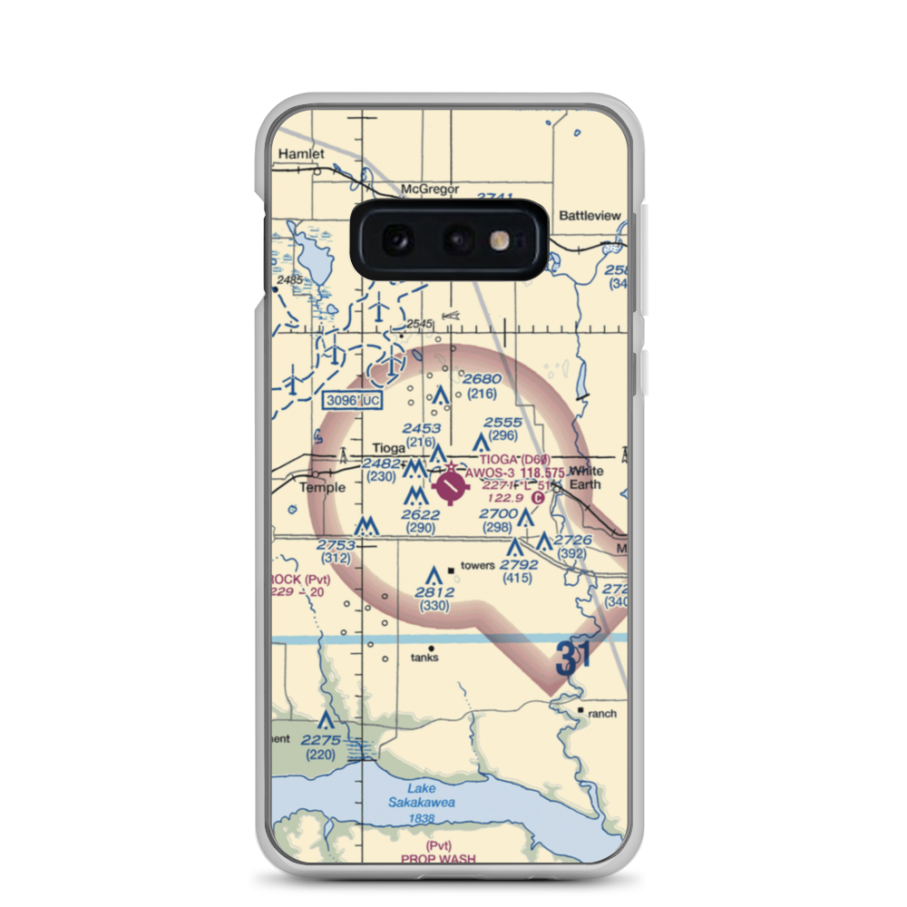 Tioga Municipal Airport (D60) VFR Sectional Samsung Case Samsung Galaxy S10e model shown