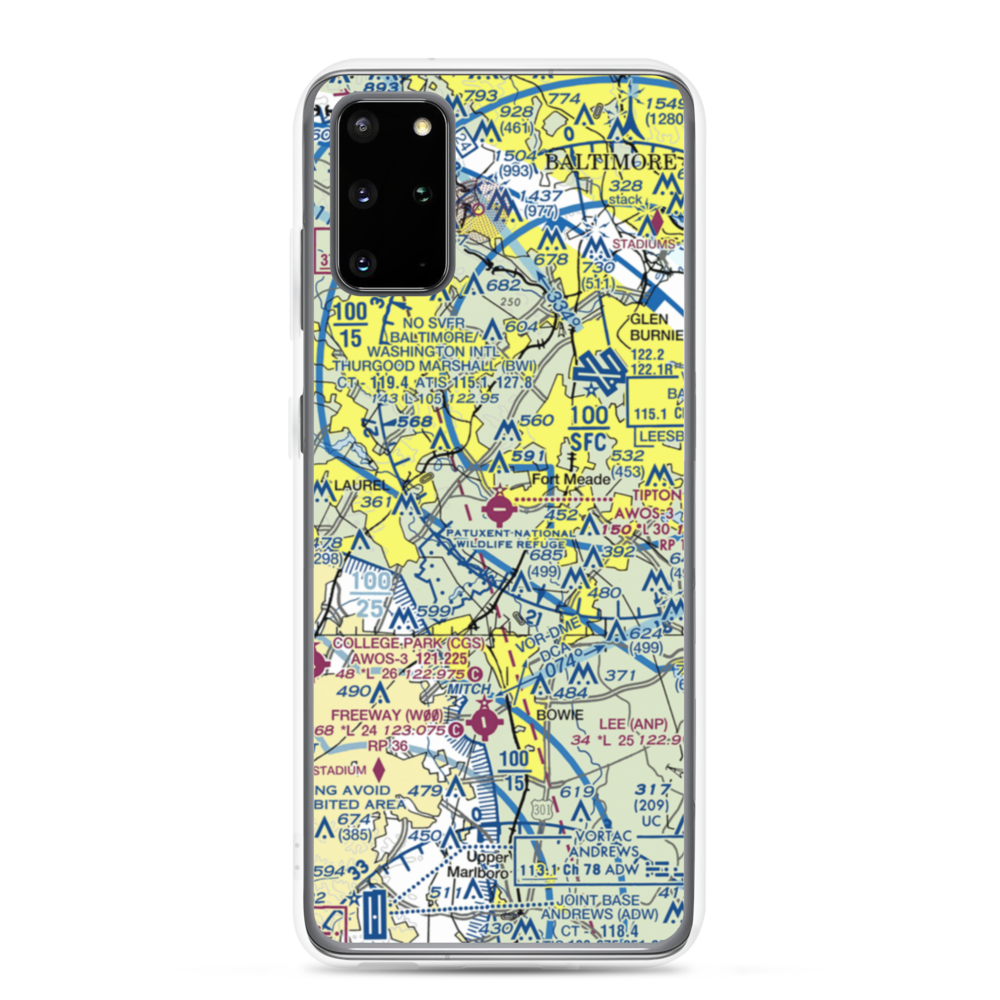 Tipton Airport (FME) VFR Sectional Samsung Case Samsung Galaxy S20 Plus model shown