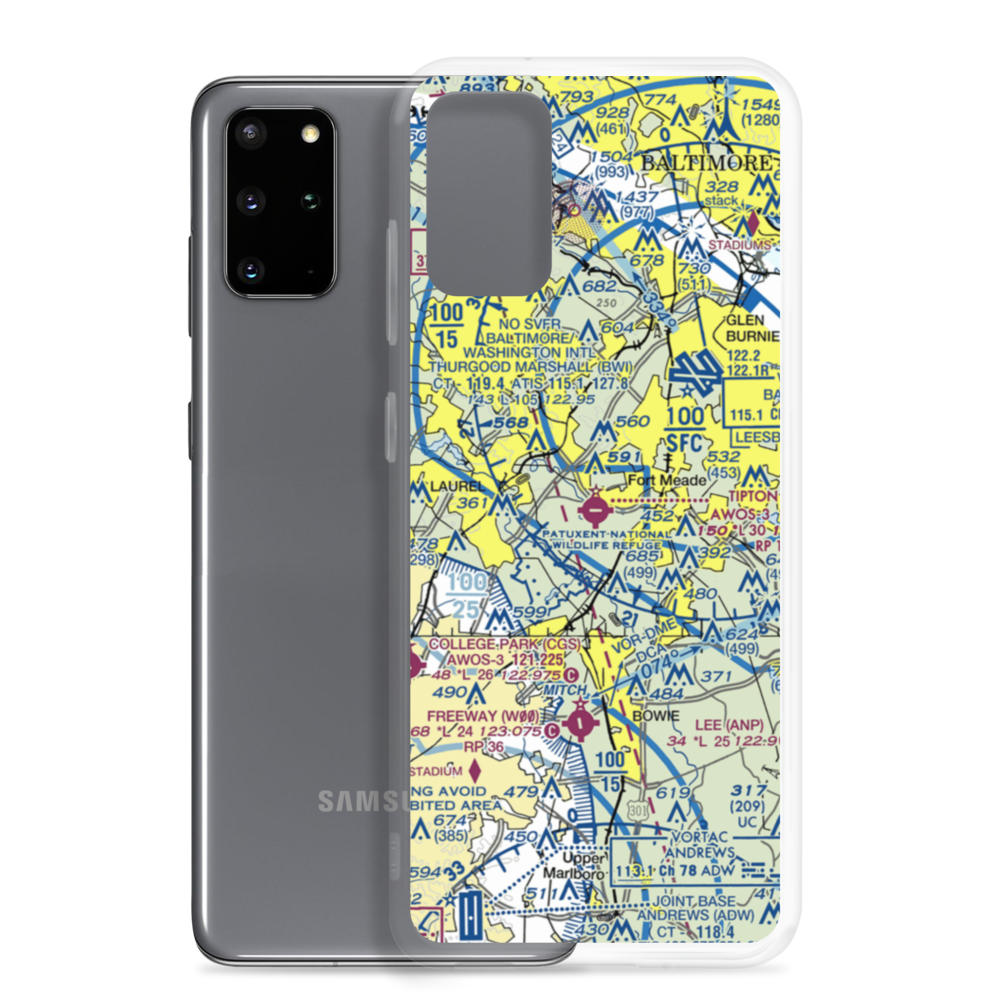 Tipton Airport (FME) VFR Sectional Samsung Case Samsung Galaxy S20 Plus model shown