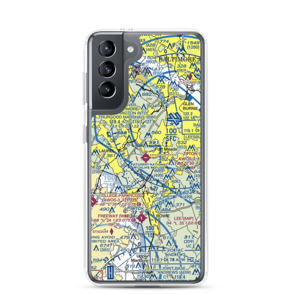 Tipton Airport (FME) VFR Sectional Samsung Case Samsung Galaxy S21 model shown