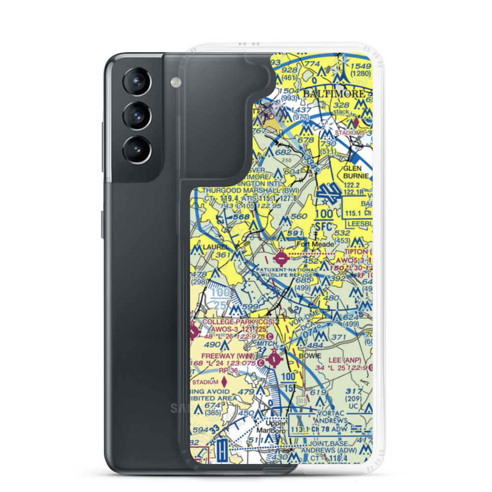 Tipton Airport (FME) VFR Sectional Samsung Case Samsung Galaxy S21 model shown
