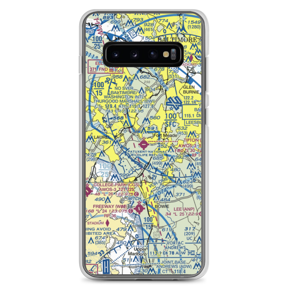 Tipton Airport (FME) VFR Sectional Samsung Case Samsung Galaxy S10+ model shown
