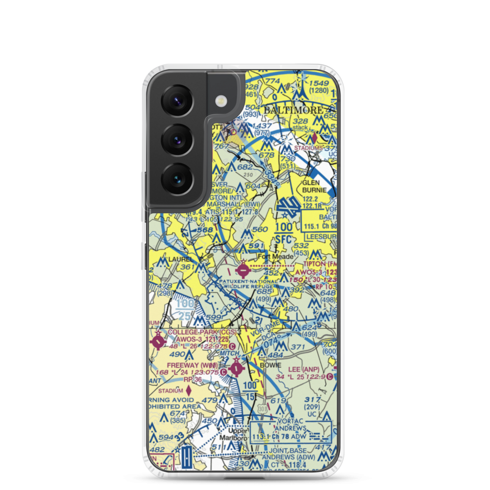 Tipton Airport (FME) VFR Sectional Samsung Case Samsung Galaxy S22 model shown
