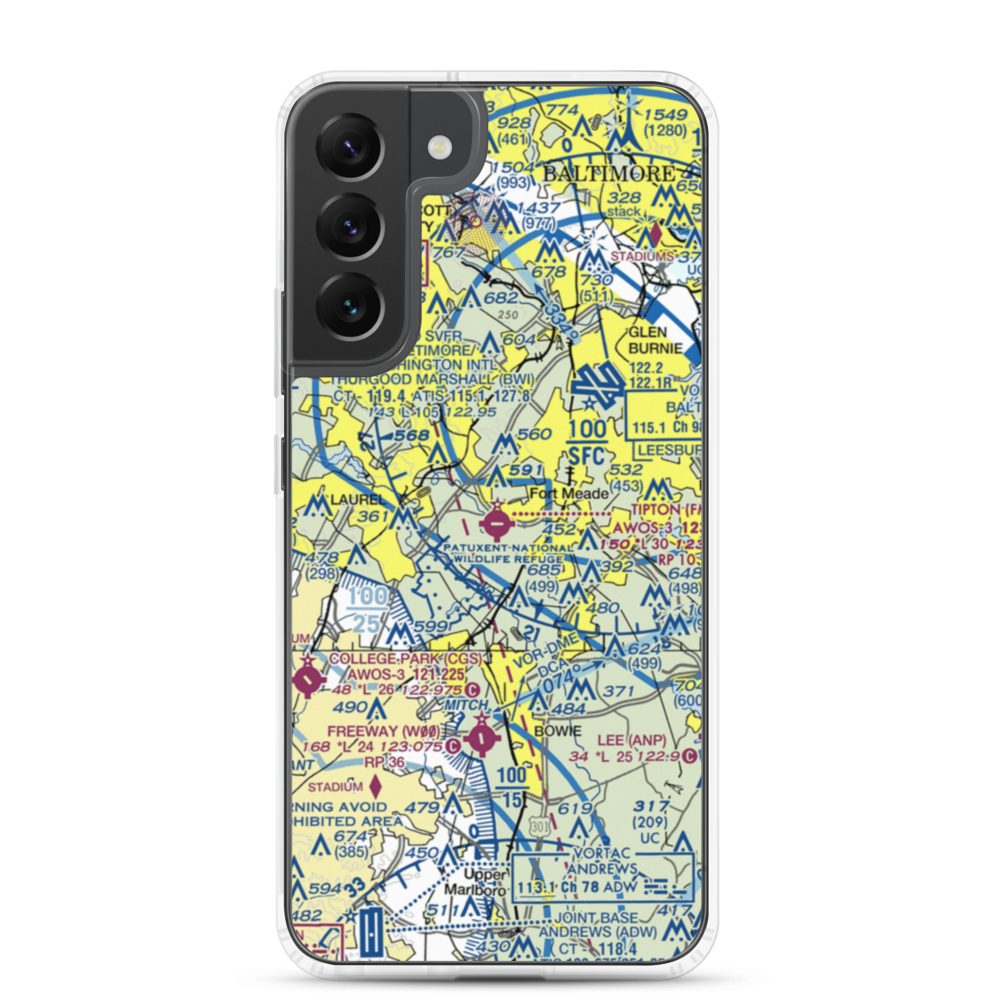 Tipton Airport (FME) VFR Sectional Samsung Case Samsung Galaxy S22 Plus model shown
