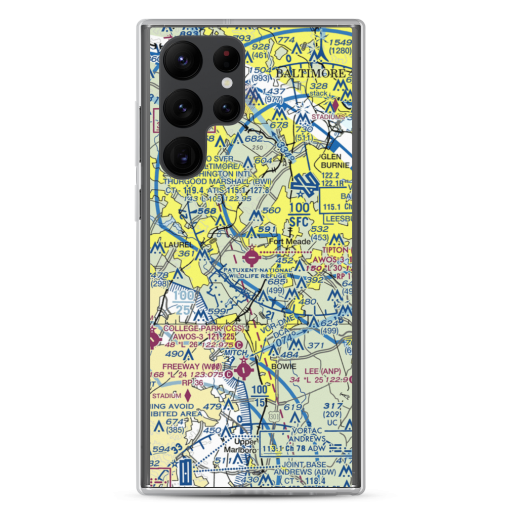 Tipton Airport (FME) VFR Sectional Samsung Case Samsung Galaxy S22 Ultra model shown