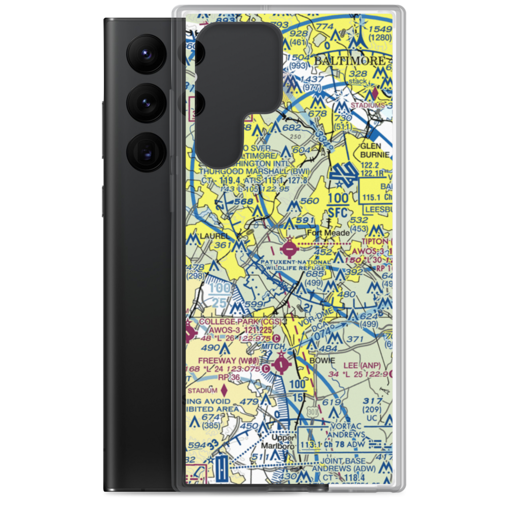 Tipton Airport (FME) VFR Sectional Samsung Case Samsung Galaxy S22 Ultra model shown