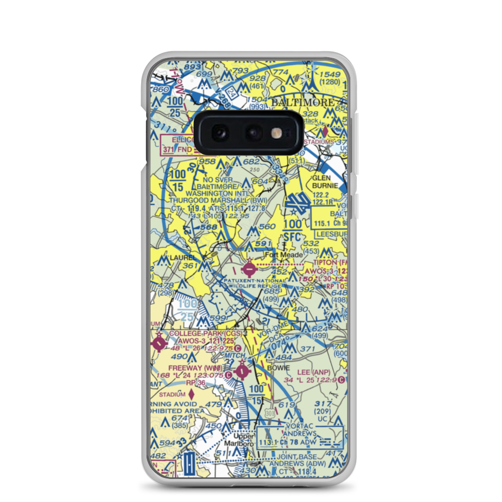 Tipton Airport (FME) VFR Sectional Samsung Case Samsung Galaxy S10e model shown