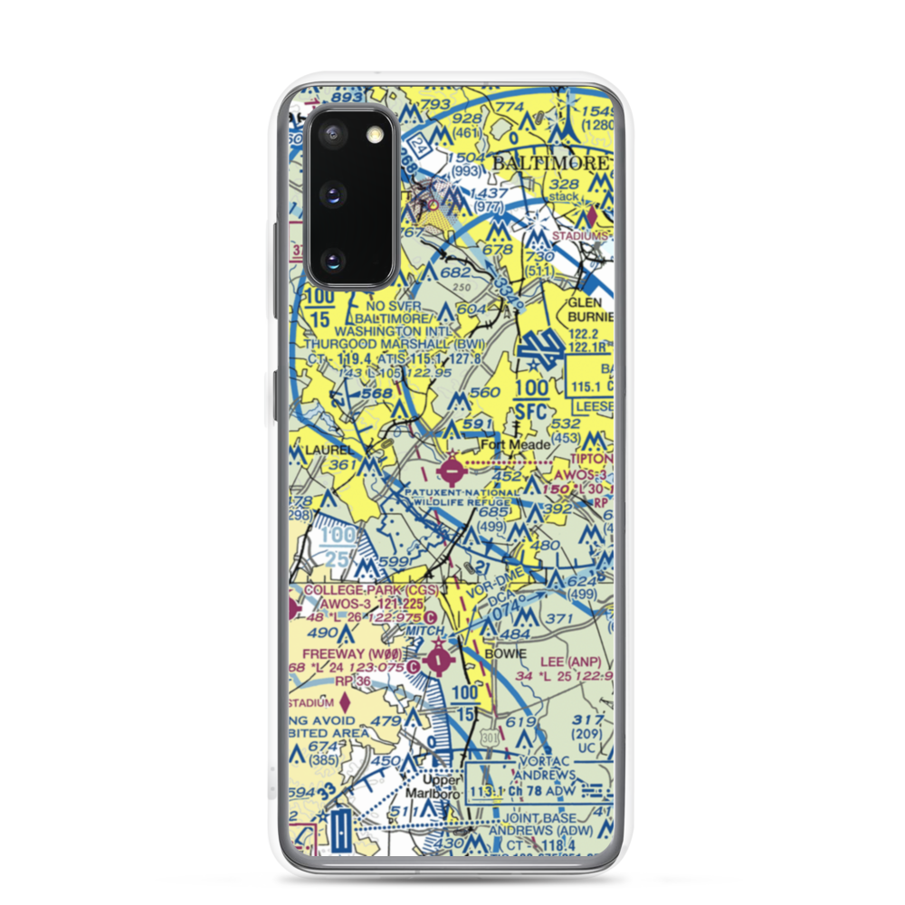 Tipton Airport (FME) VFR Sectional Samsung Case Samsung Galaxy S20 model shown