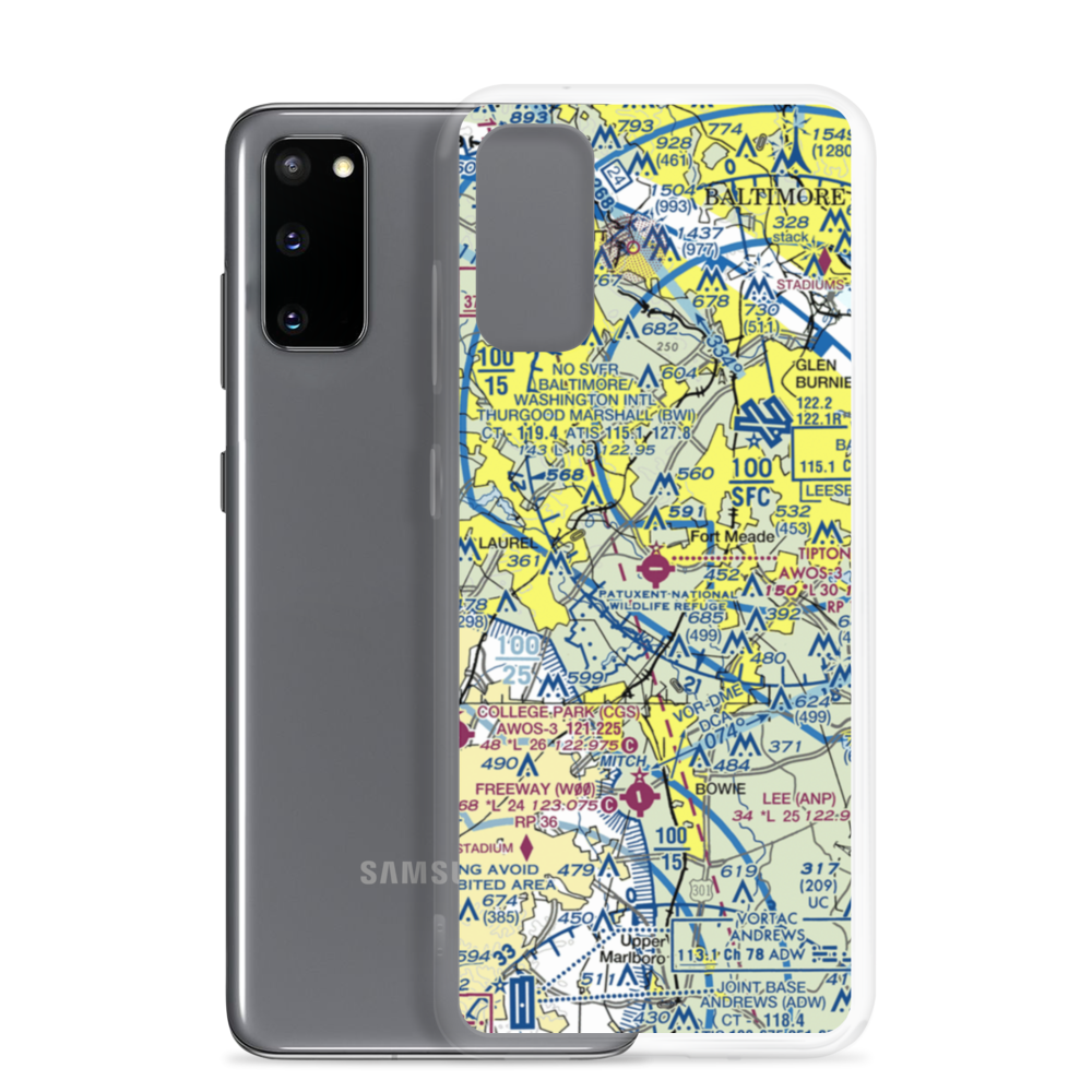 Tipton Airport (FME) VFR Sectional Samsung Case Samsung Galaxy S20 model shown