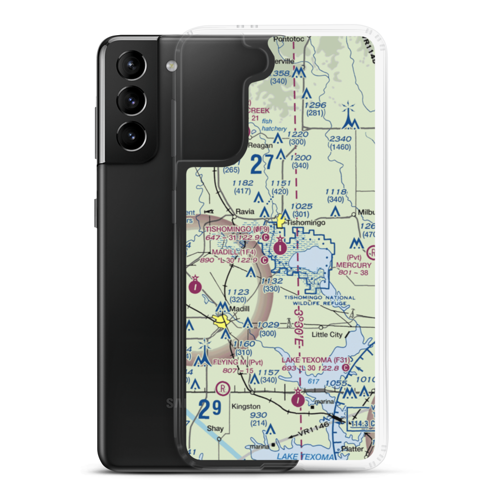Tishomingo Airpark (0F9) VFR Sectional Samsung Case Samsung Galaxy S21 Plus model shown
