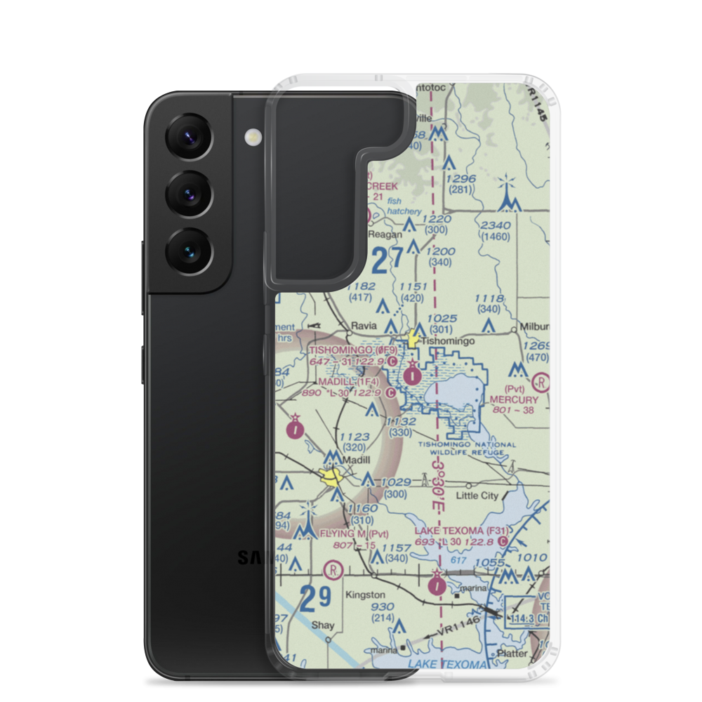 Tishomingo Airpark (0F9) VFR Sectional Samsung Case Samsung Galaxy S22 model shown