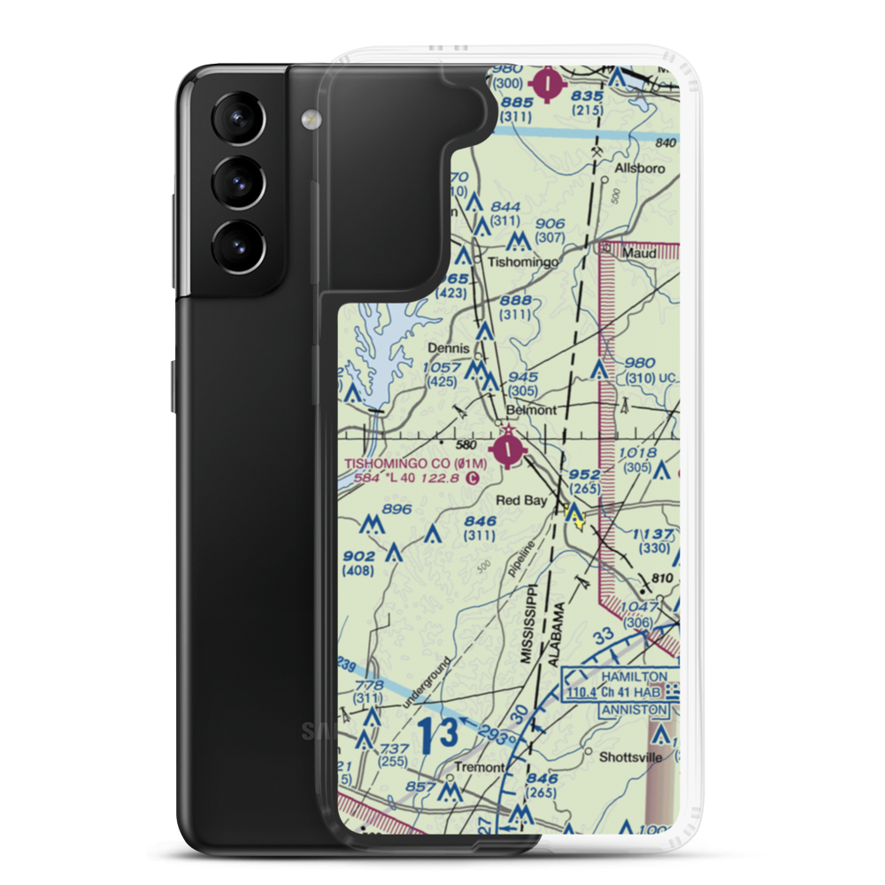 Tishomingo County Airport (01M) VFR Sectional Samsung Case Samsung Galaxy S21 Plus model shown