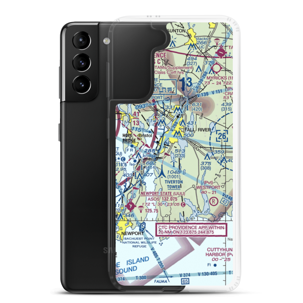 Tiverton Seaplane Base (RI06) VFR Sectional Samsung Case Samsung Galaxy S21 Plus model shown