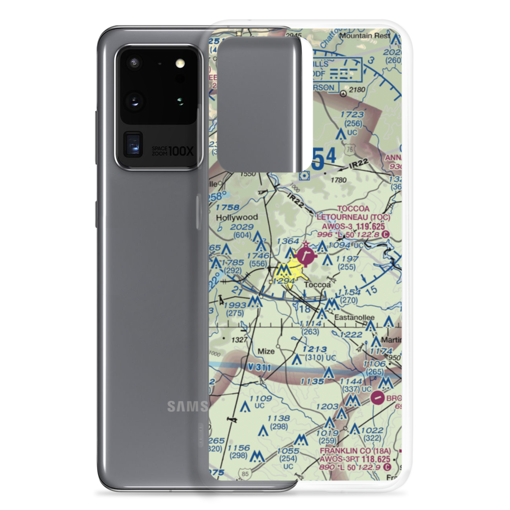 Toccoa Airport - R.G. Letourneau Field (TOC) VFR Sectional Samsung Case Samsung Galaxy S20 Ultra model shown