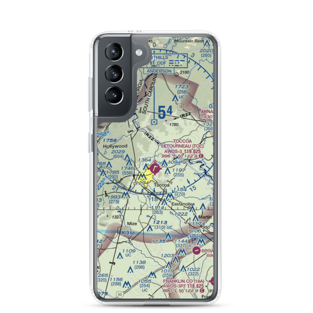 Toccoa Airport - R.G. Letourneau Field (TOC) VFR Sectional Samsung Case Samsung Galaxy S21 model shown