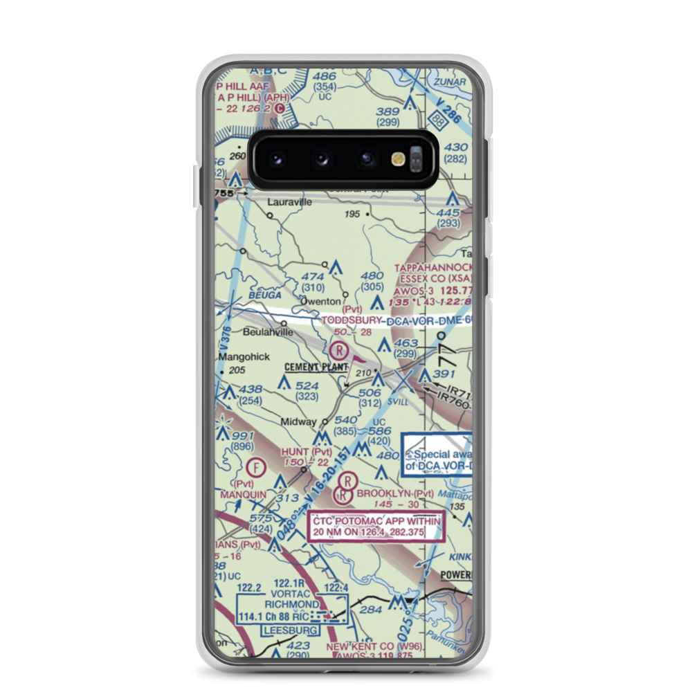 Toddsbury Farm Airport (25VA) VFR Sectional Samsung Case Samsung Galaxy S10 model shown