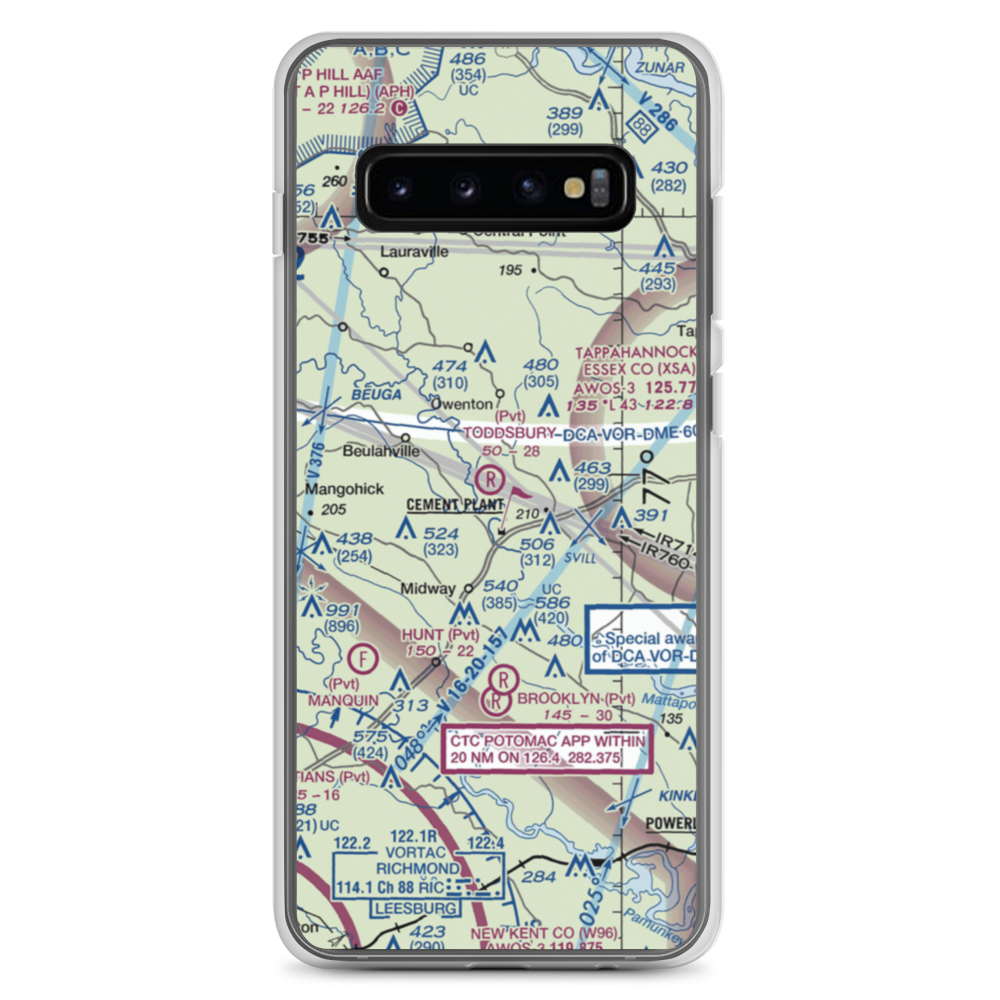 Toddsbury Farm Airport (25VA) VFR Sectional Samsung Case Samsung Galaxy S10+ model shown