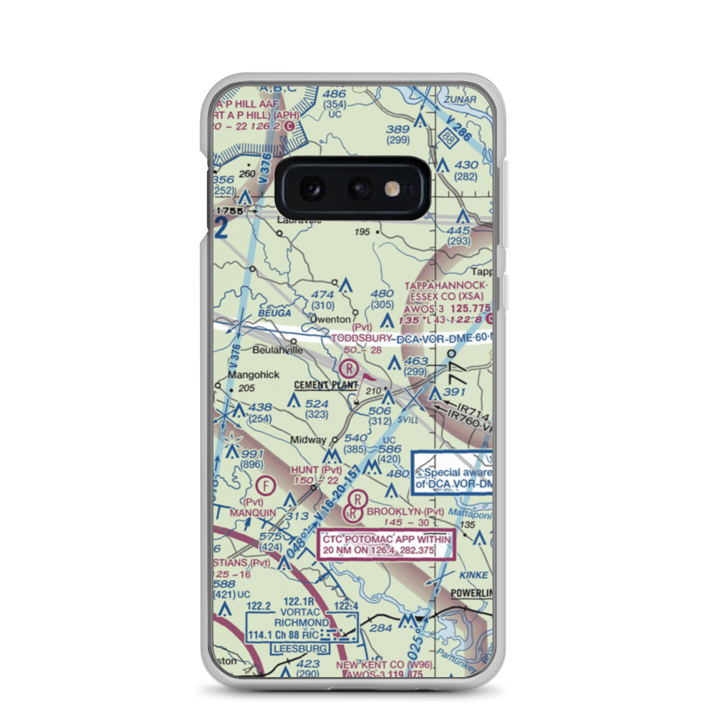 Toddsbury Farm Airport (25VA) VFR Sectional Samsung Case Samsung Galaxy S10e model shown