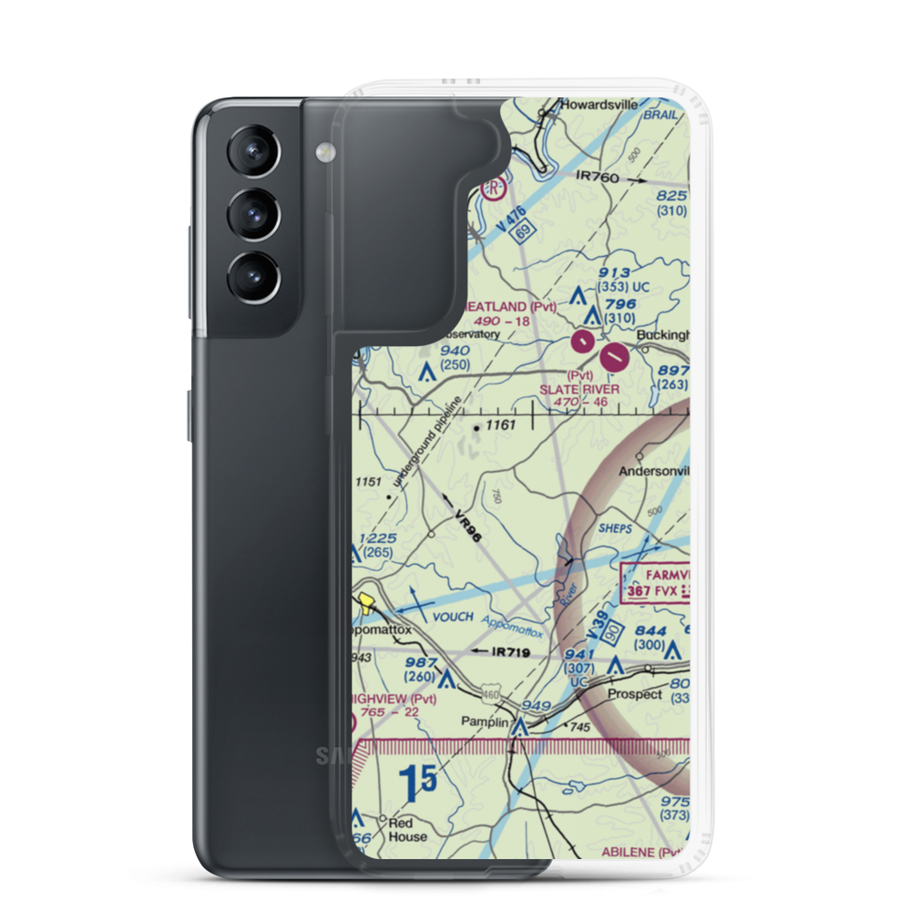 Toga Airport (57VA) VFR Sectional Samsung Case Samsung Galaxy S21 model shown