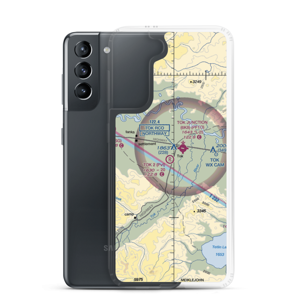 Tok 2 Airport (8AK9) VFR Sectional Samsung Case Samsung Galaxy S21 model shown