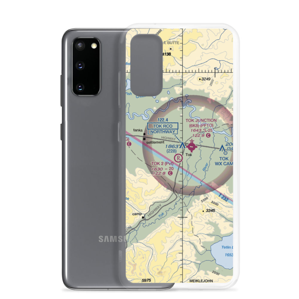 Tok 2 Airport (8AK9) VFR Sectional Samsung Case Samsung Galaxy S20 model shown