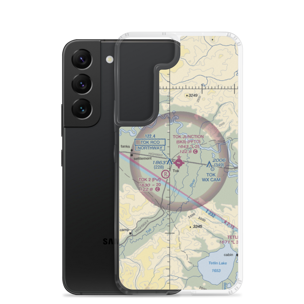 Tok Junction Airport (6K8) VFR Sectional Samsung Case Samsung Galaxy S22 model shown