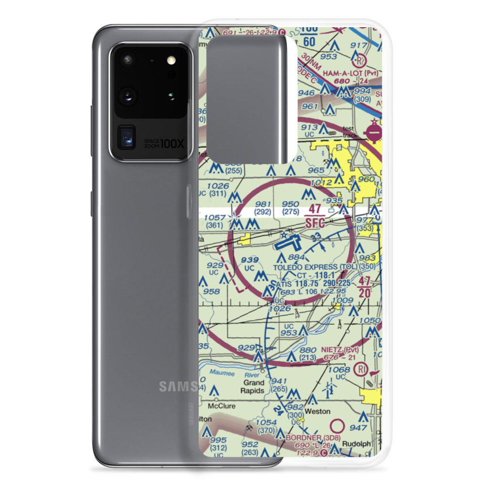 Toledo Express Airport (TOL) VFR Sectional Samsung Case Samsung Galaxy S20 Ultra model shown