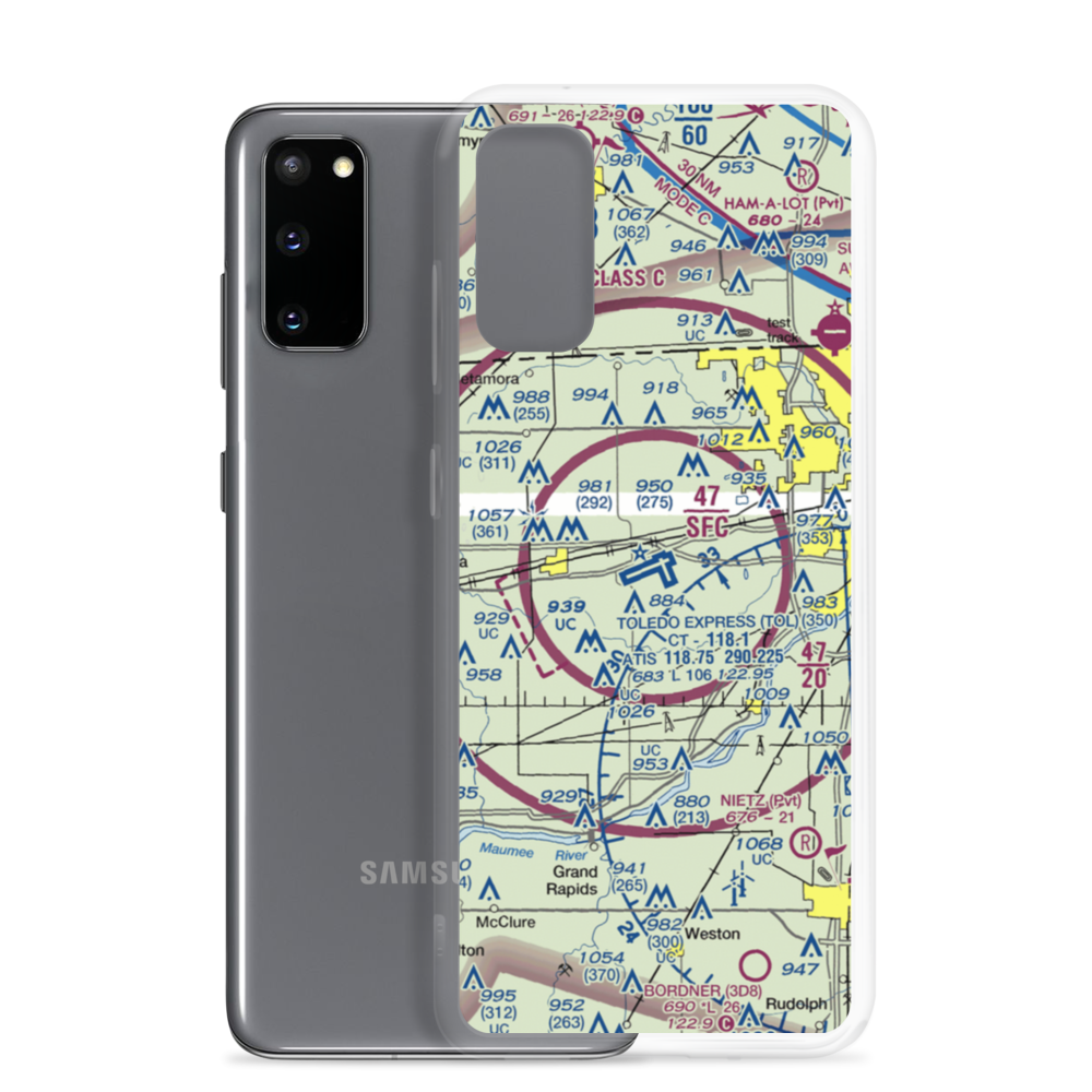 Toledo Express Airport (TOL) VFR Sectional Samsung Case Samsung Galaxy S20 model shown