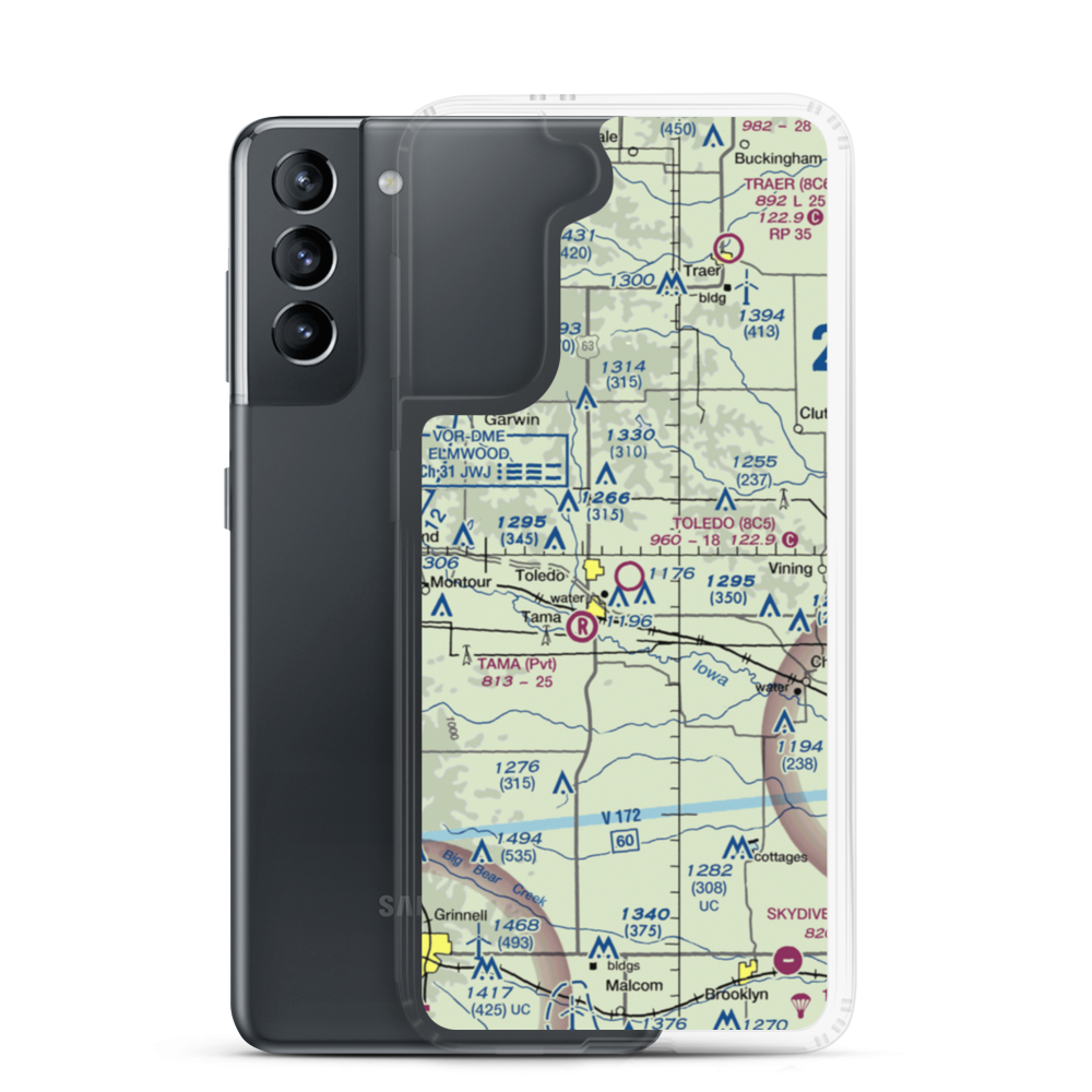 Toledo Municipal Airport (8C5) VFR Sectional Samsung Case Samsung Galaxy S21 model shown