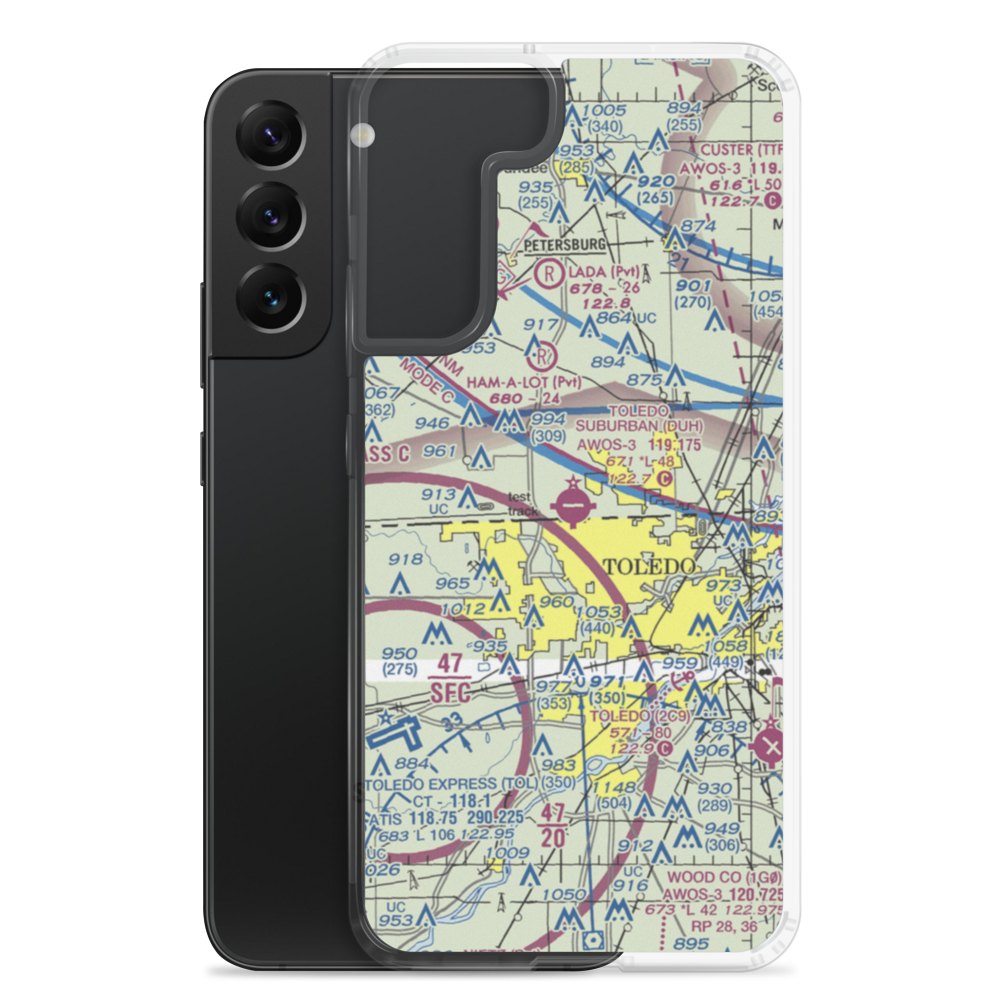 Toledo Suburban Airport (DUH) VFR Sectional Samsung Case Samsung Galaxy S22 Plus model shown
