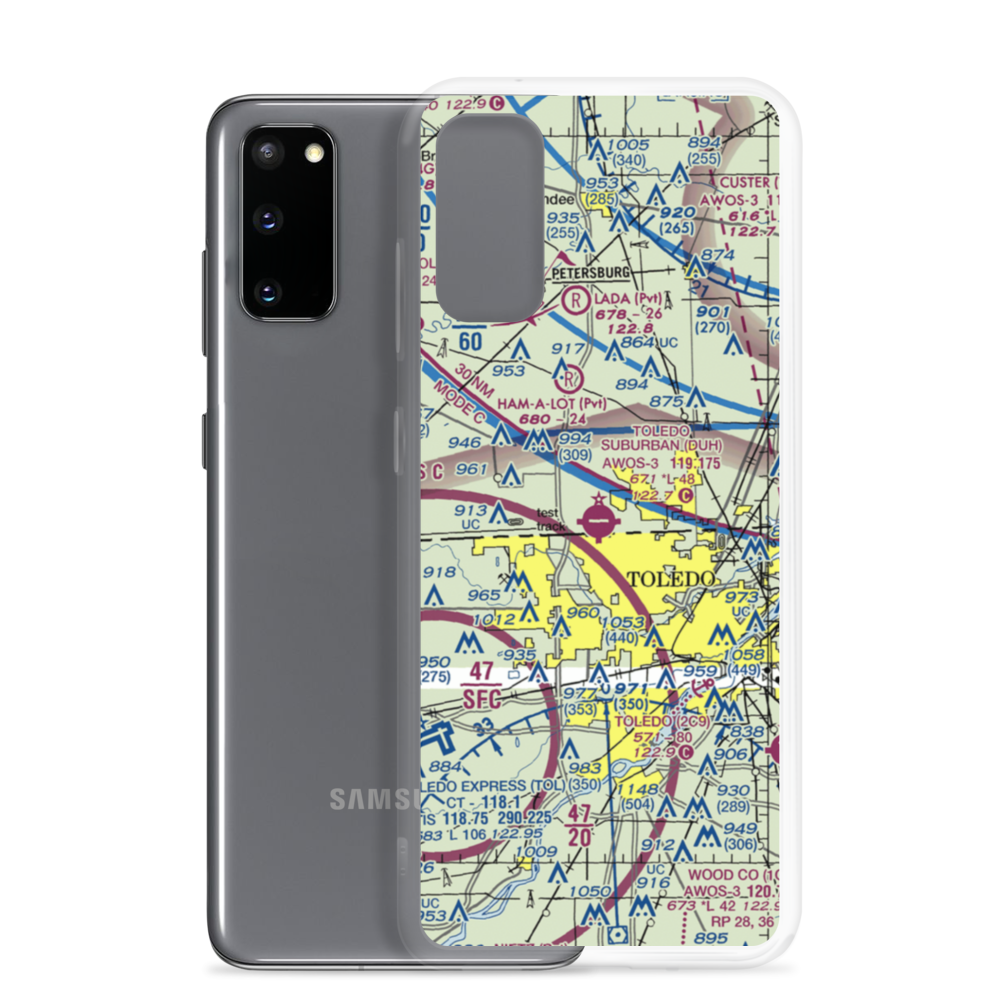Toledo Suburban Airport (DUH) VFR Sectional Samsung Case Samsung Galaxy S20 model shown