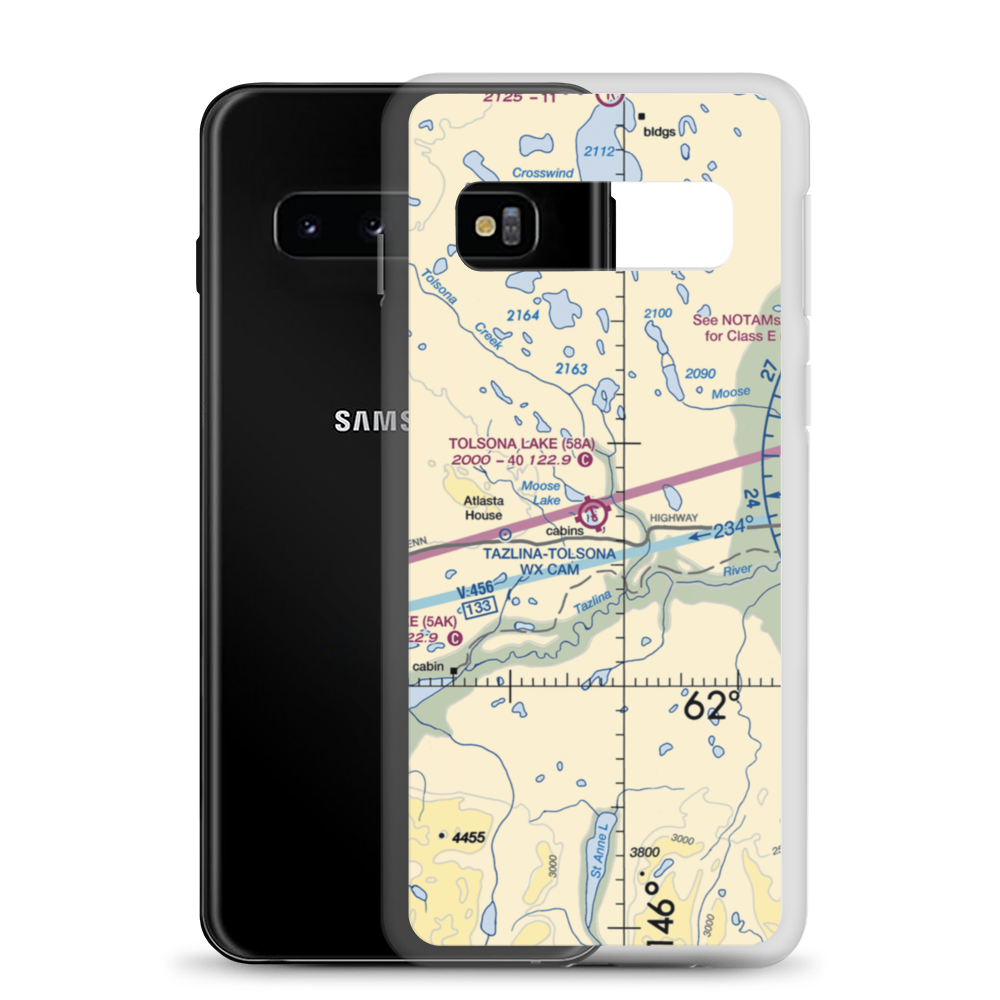 Tolsona Lake Seaplane Base (58A) VFR Sectional Samsung Case Samsung Galaxy S10 model shown