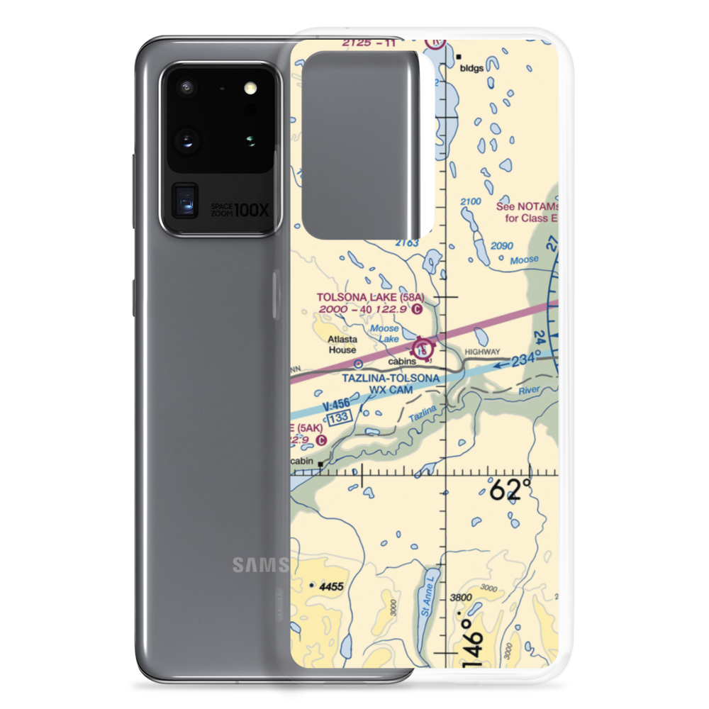 Tolsona Lake Seaplane Base (58A) VFR Sectional Samsung Case Samsung Galaxy S20 Ultra model shown