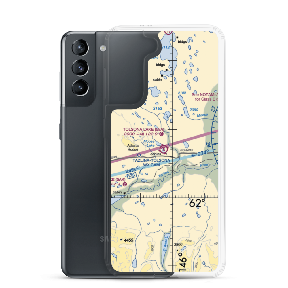 Tolsona Lake Seaplane Base (58A) VFR Sectional Samsung Case Samsung Galaxy S21 model shown