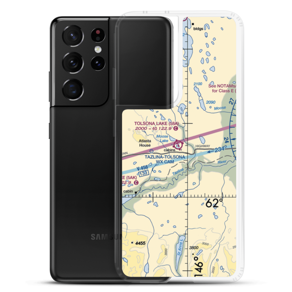 Tolsona Lake Seaplane Base (58A) VFR Sectional Samsung Case Samsung Galaxy S21 Ultra model shown