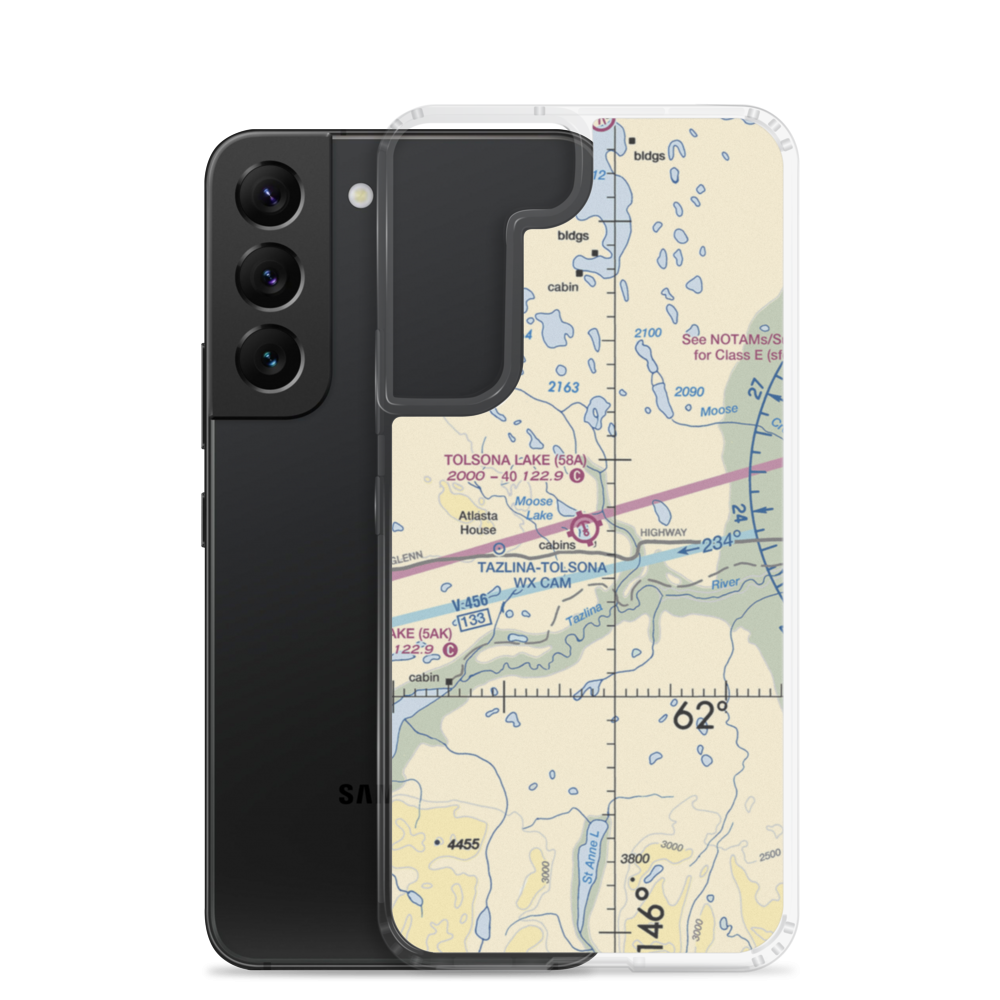 Tolsona Lake Seaplane Base (58A) VFR Sectional Samsung Case Samsung Galaxy S22 model shown