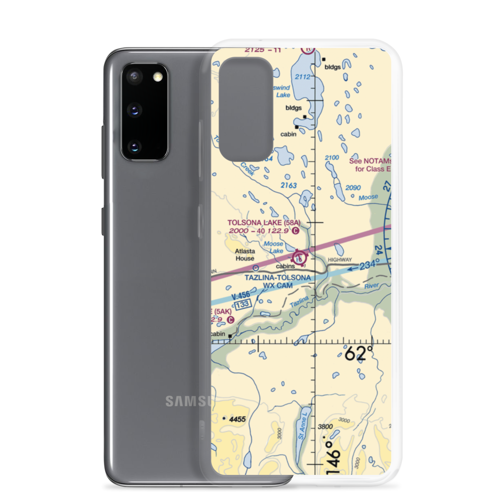 Tolsona Lake Seaplane Base (58A) VFR Sectional Samsung Case Samsung Galaxy S20 model shown