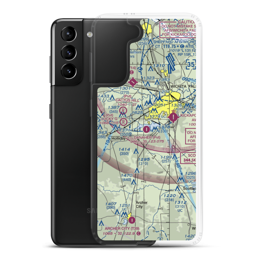Tom Danaher Airport (7TX0) VFR Sectional Samsung Case Samsung Galaxy S21 Plus model shown
