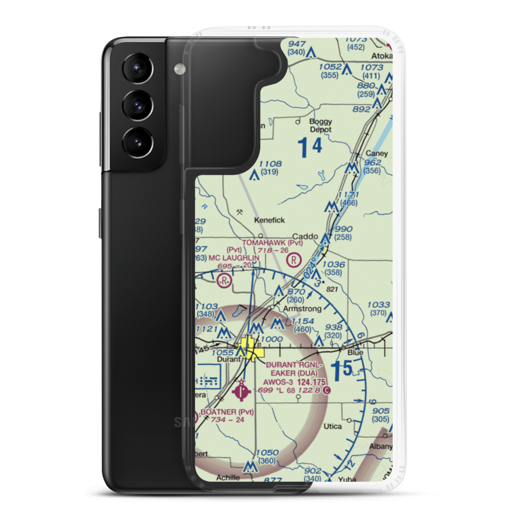Tomahawk Airport (9OK4) VFR Sectional Samsung Case Samsung Galaxy S21 Plus model shown
