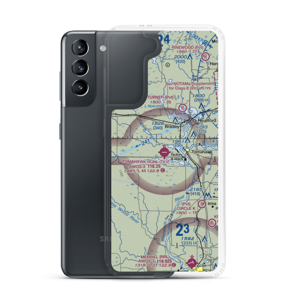 Tomahawk Regional Airport (TKV) VFR Sectional Samsung Case Samsung Galaxy S21 model shown