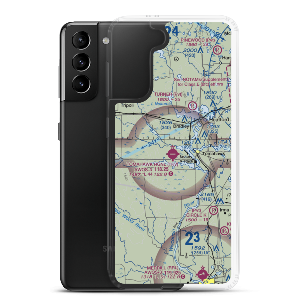 Tomahawk Regional Airport (TKV) VFR Sectional Samsung Case Samsung Galaxy S21 Plus model shown