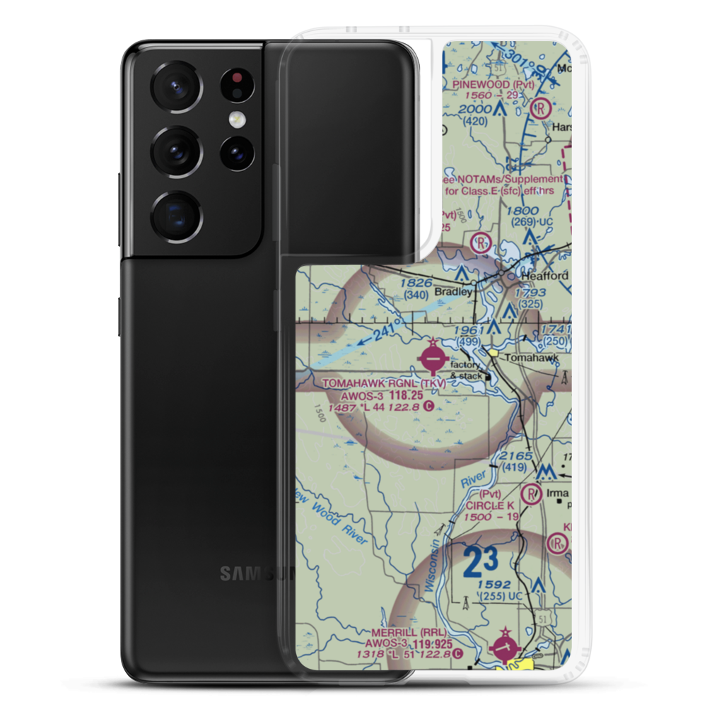 Tomahawk Regional Airport (TKV) VFR Sectional Samsung Case Samsung Galaxy S21 Ultra model shown