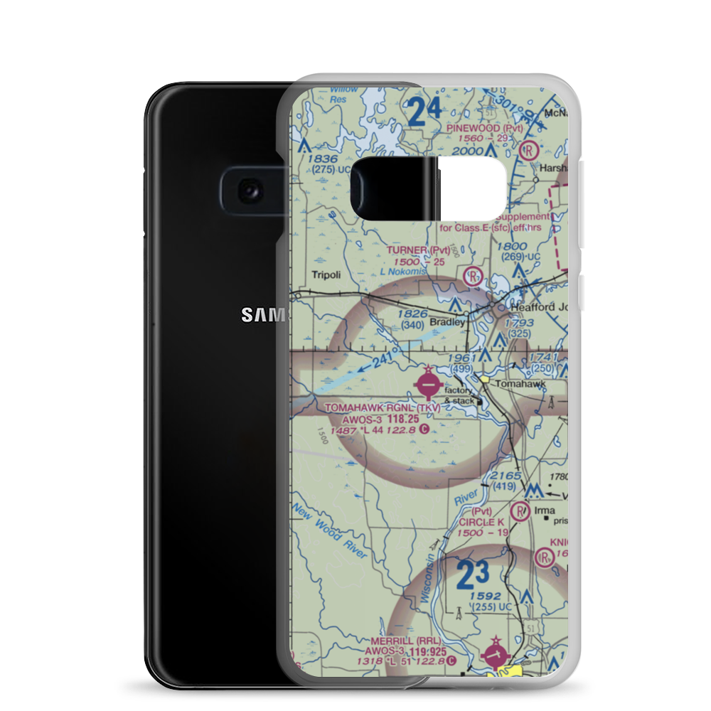 Tomahawk Regional Airport (TKV) VFR Sectional Samsung Case Samsung Galaxy S10e model shown
