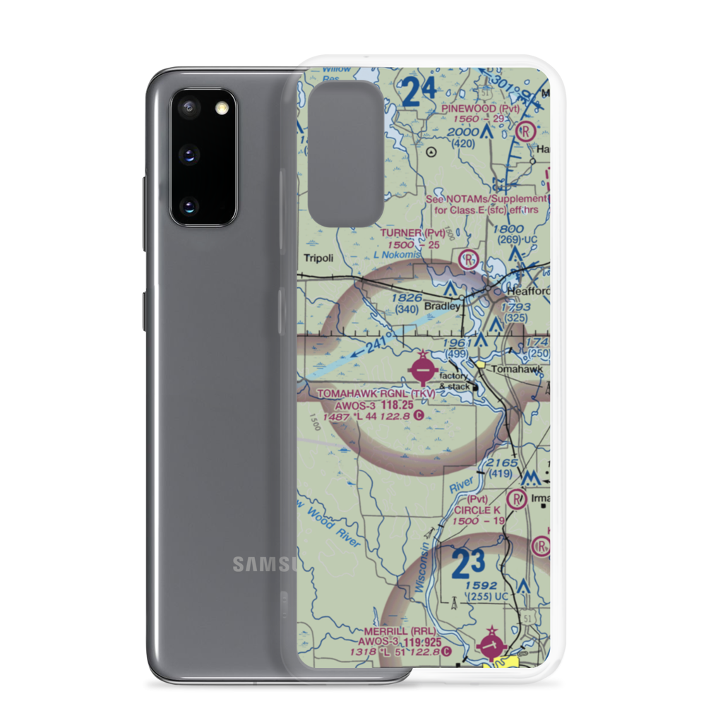 Tomahawk Regional Airport (TKV) VFR Sectional Samsung Case Samsung Galaxy S20 model shown
