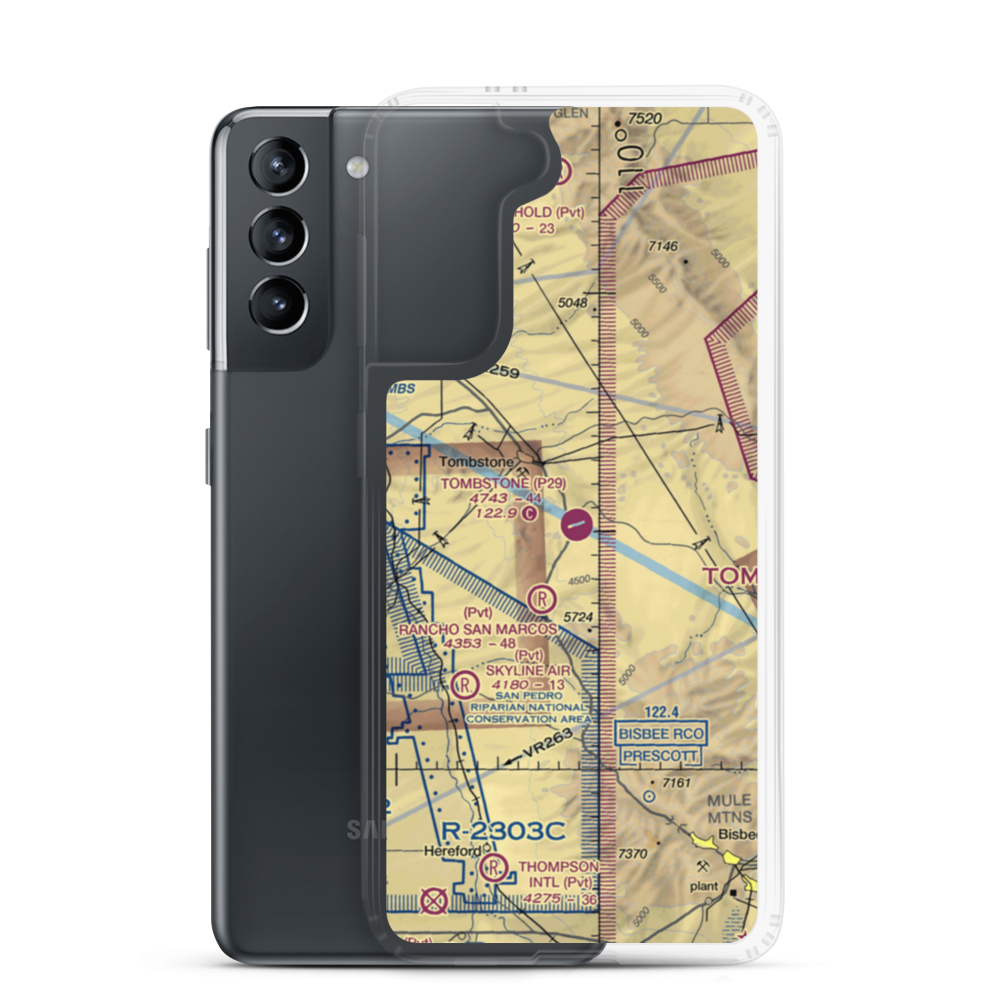 Tombstone Municipal Airport (P29) VFR Sectional Samsung Case Samsung Galaxy S21 model shown