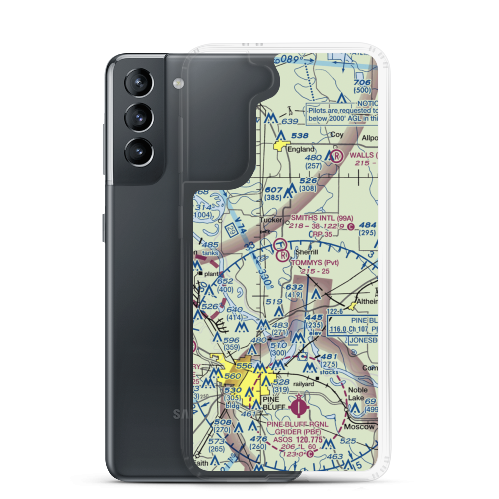 Tommy's Flying Service Inc Airport (AR22) VFR Sectional Samsung Case Samsung Galaxy S21 model shown