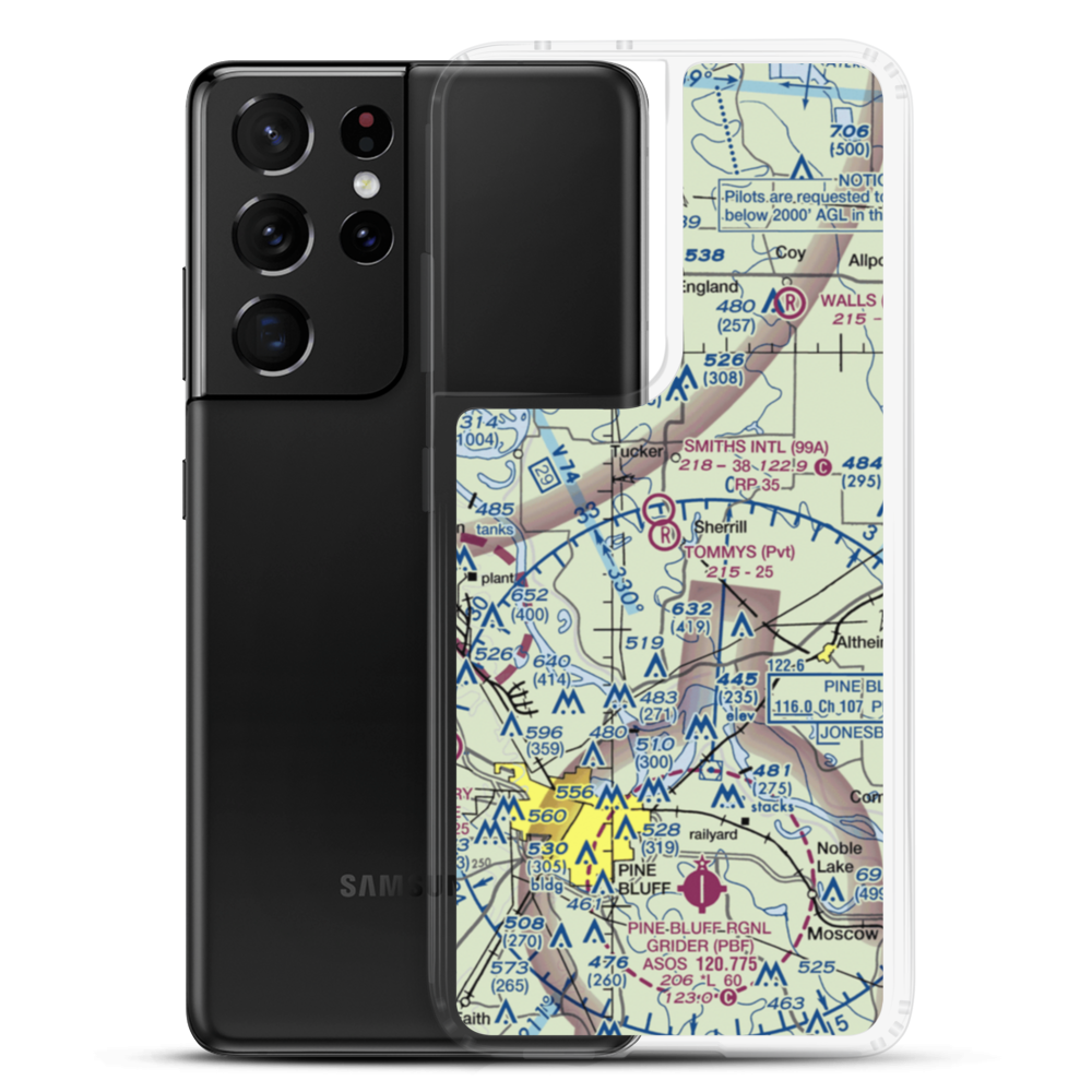 Tommy's Flying Service Inc Airport (AR22) VFR Sectional Samsung Case Samsung Galaxy S21 Ultra model shown