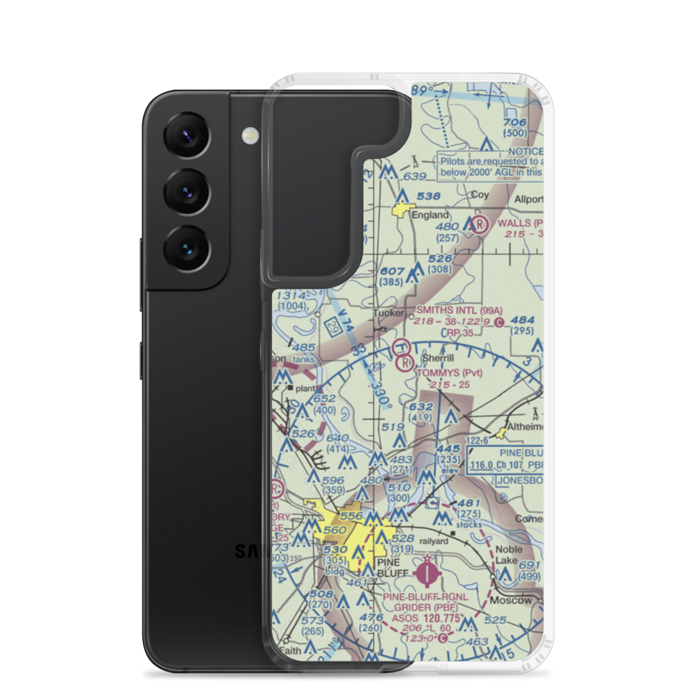 Tommy's Flying Service Inc Airport (AR22) VFR Sectional Samsung Case Samsung Galaxy S22 model shown